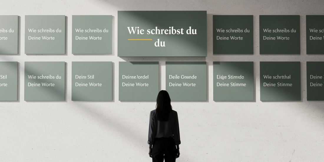 Illustration Art Gallery Style: KI Texte schreiben; AI made