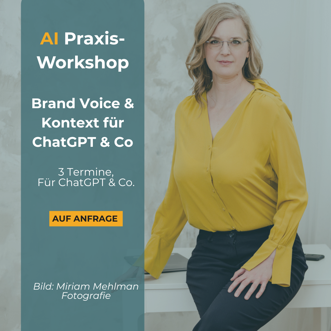 Porträt Cornelia Aigenberger: AI Praxis-Workshop Brand Voice & Kontext für ChatGPT & Co