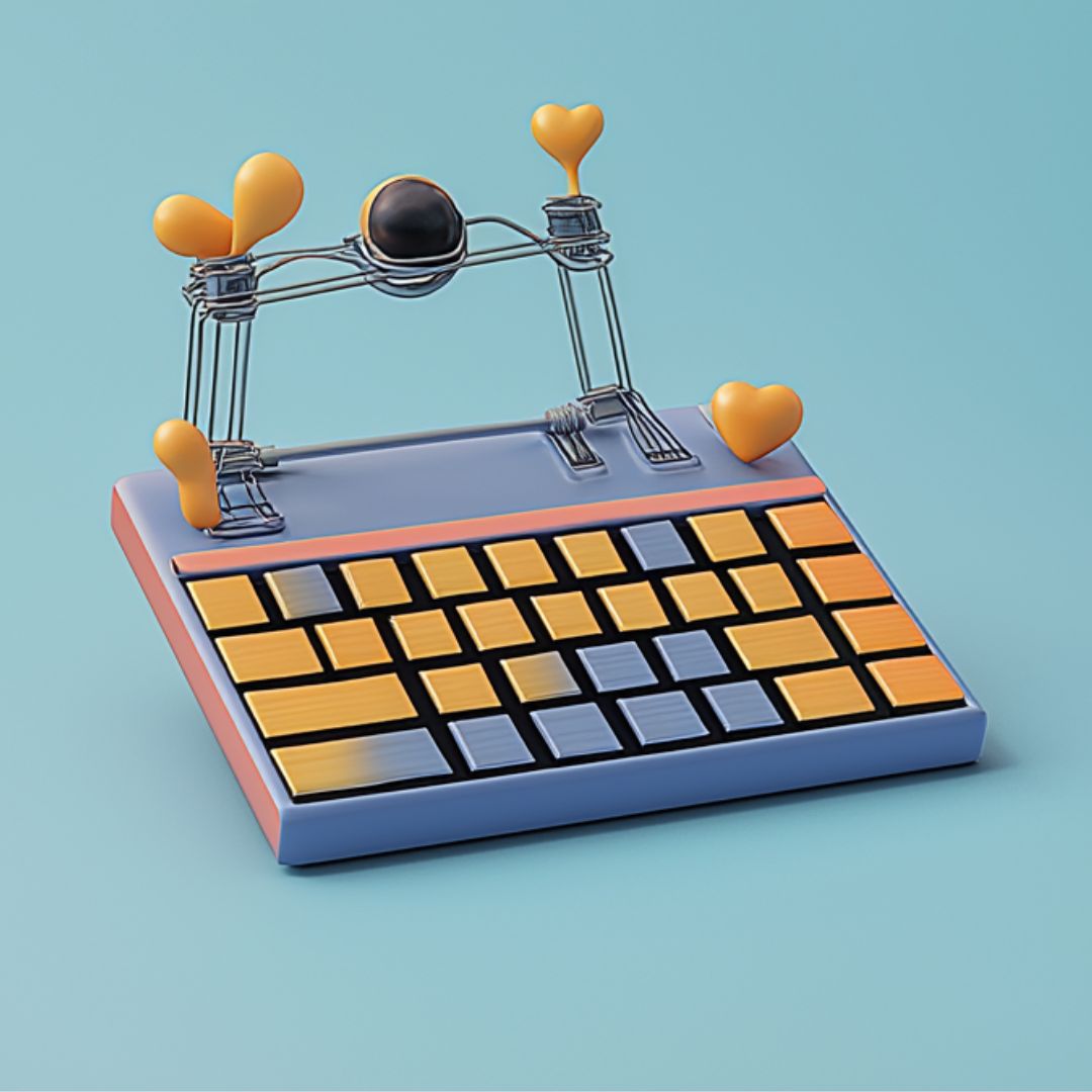 AI Bild einer Tastatur, verspieltes 3D Design; Midjourney